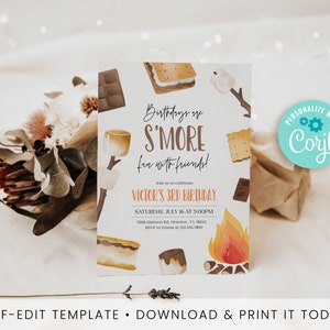 S'mores Birthday Invitation, Smore Fun With Friends Bonfire Party ...