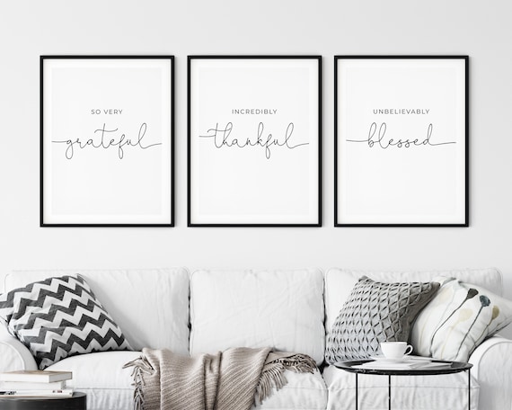 Grateful Thankful Blessed Wall Art Set of 3 Prints so Very -  Norway