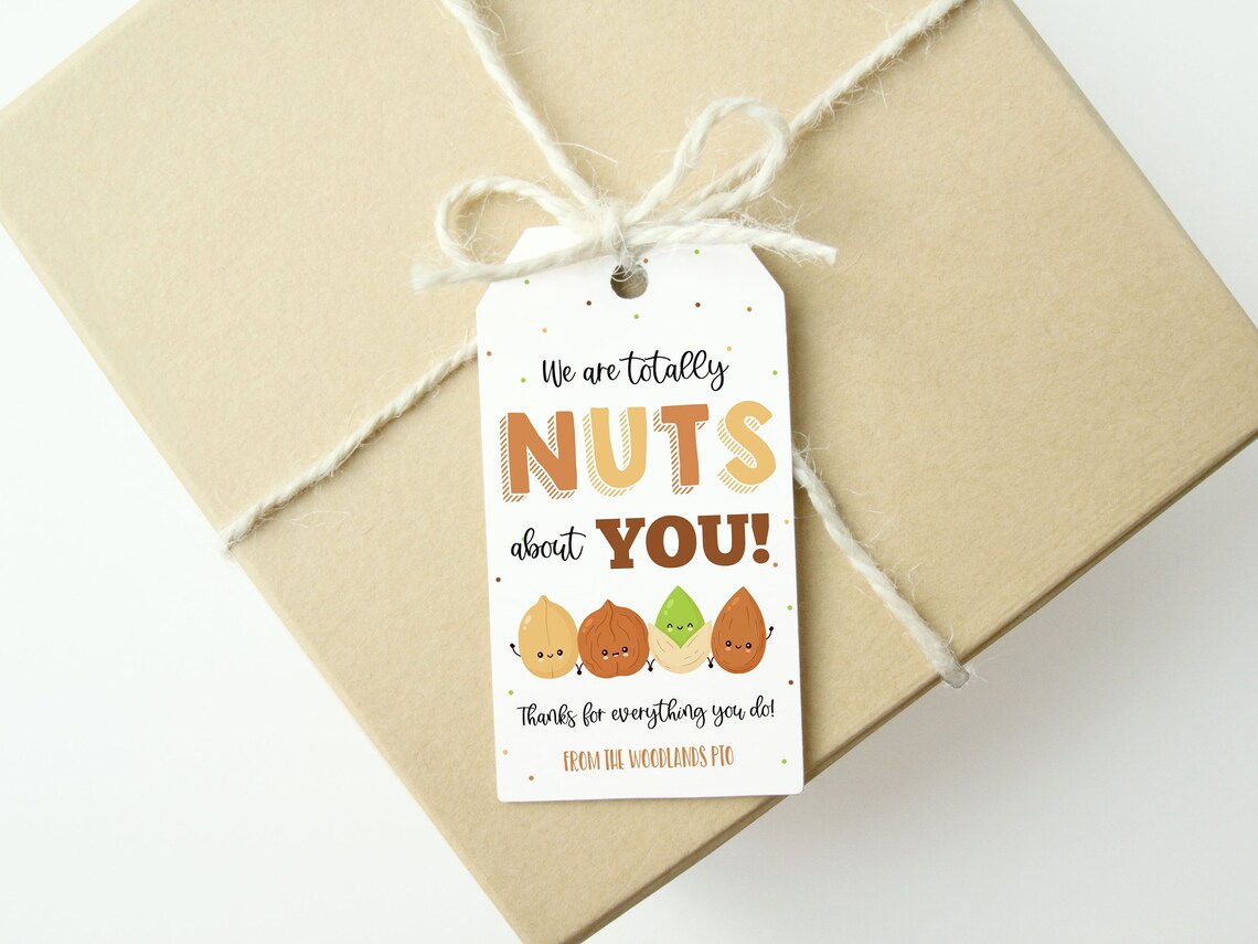 Nuts Gift Tag Thank You Label Editable Totally Nuts About Etsy