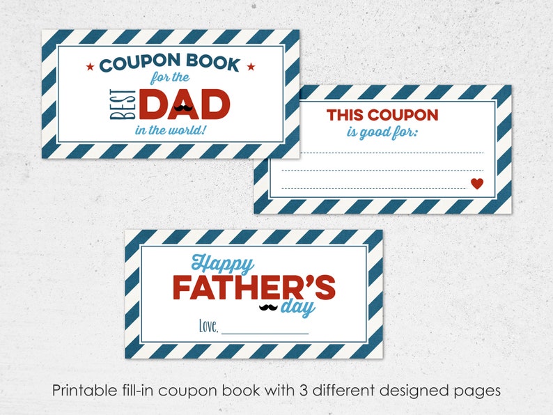 Printable Birthday Coupon Book Handmade Gift for Dad Blank | Etsy