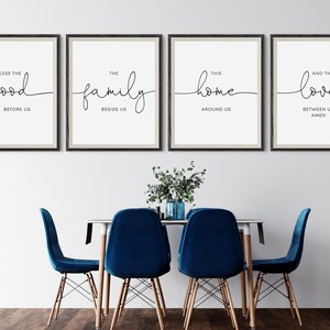 Kitchen Wall Art Bless The Food Before Us Sign, Set Of 4 Dining Room Decor Wall Art, Farmhouse Kitchen Decor, Matching Print Set Digital image 3