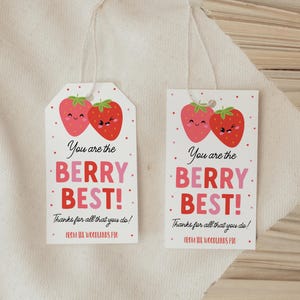 Étiquette-cadeau Vous êtes le meilleur des petits fruits, Étiquette de cadeau aux fraises, Remerciement d'un collègue du personnel enseignant, Merci beaucoup, Étiquette gourmandise d'été