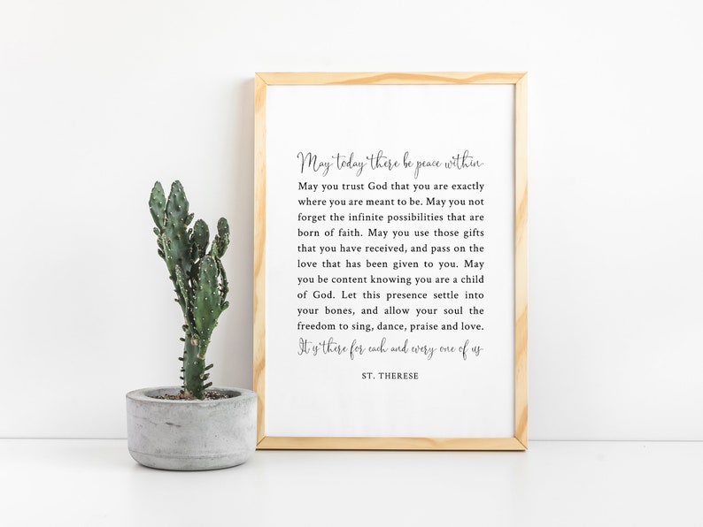 St. Therese Quote Print May Today There Be Peace Within Etsy