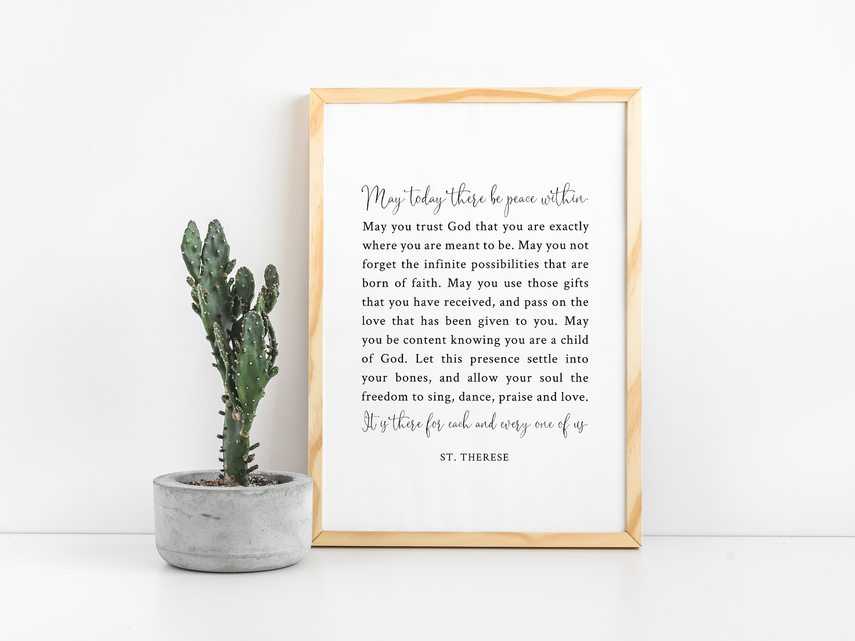 St. Therese Quote Print May Today There Be Peace Within Etsy