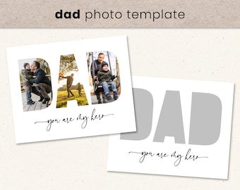 Dad Photo Collage Template, Father's Day Gift From Kids, Photoshop Template, Husband Birthday Gifts Idea, Digital Download, Printable Art