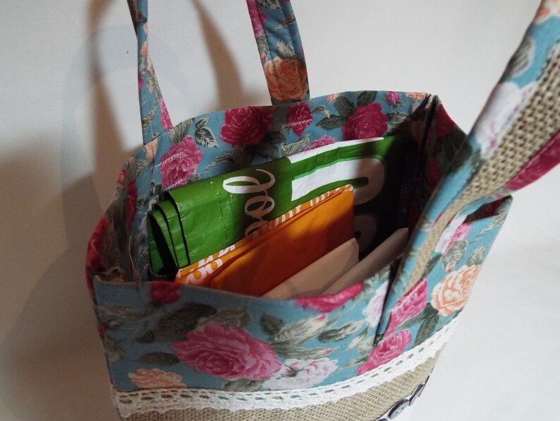 Hessian Tote Bag Fully Lined With Vintage Floral Cotton Etsy UK