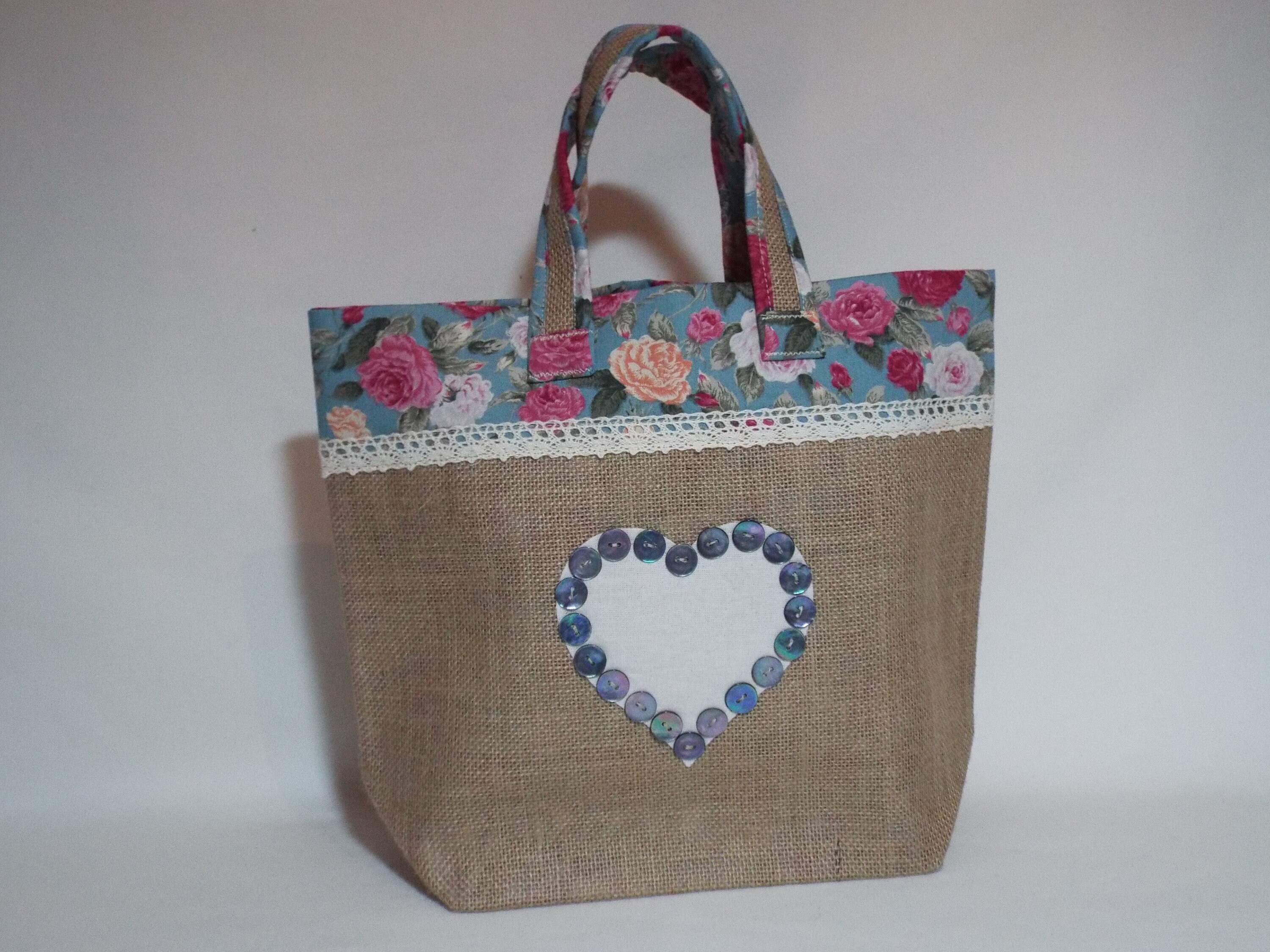 Hessian Tote Bag Fully Lined With Vintage Floral Cotton - Etsy UK