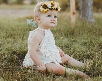 Baby Girl Romper Baby clothes Baby Body Suit Vintage Boho Romper Photography Prop Birthday Outfit Birthday girl Shower Gift Toddler Jumper