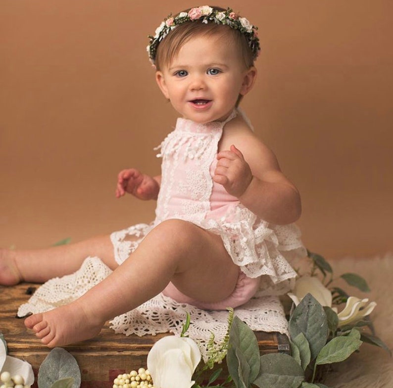 Cream Boho Chic Floral Lace Romper baby gift Lace Romper Etsy