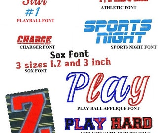 10 Sports team Machine Embroidery design Fonts (10 SETS) Applique fonts included 4x4 7 formats