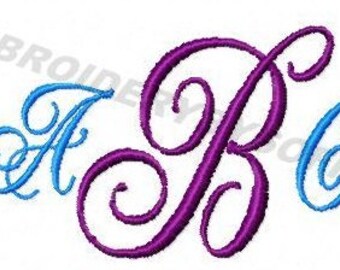 Monogram 3 Script style Embroidery design Font, ON SALE! 1.99