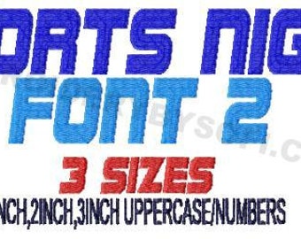 Sport night font 2 Embroidery design Font, Monogram 1.0 2.0 and 3.0 INCH