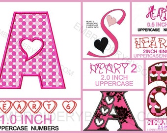 9 Heart Machine Embroidery design Fonts 3 Applique font sets included 4x4 7 formats