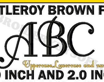 Fancy fontleroy brown Machine Embroidery design Font, Monogram 2 sizes