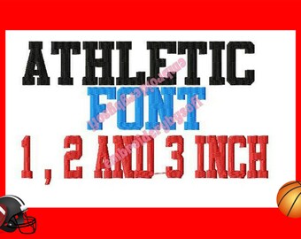 Sports Athletic Embroidery design Font, Monogram 1,2 AND 3 inch INSTANT DOWNLOAD