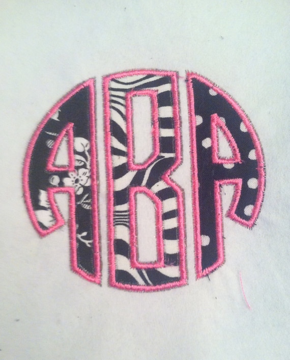 Circle Round Monogram Embroidery Design Font Applique Etsy