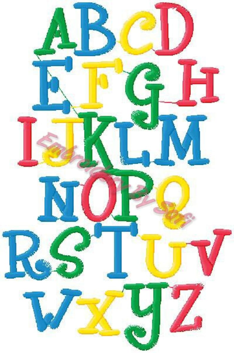 Child Kid Font Style 4 Embroidery Design Font Monogram in 1.5 Etsy
