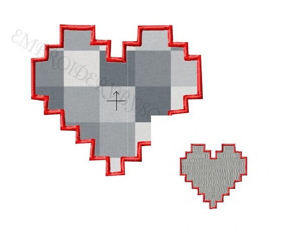Gamer Pixel Computer Heart Machine Embroidery Applique And Etsy