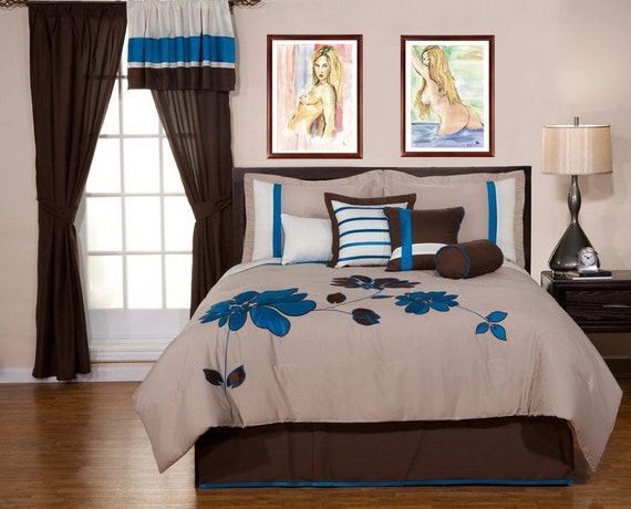 Art For Over Bed Watercolor Print 8x10 Bedroom Prints Bedroom Decor Sexy Nude Decor