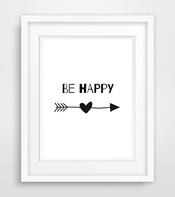 be happy sign be happy print inspirational print be happy | Etsy