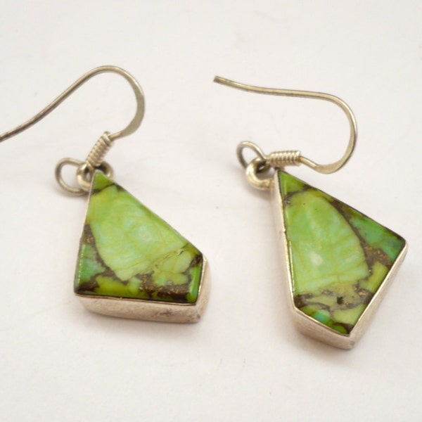 Vintage sterling silver earrings with green turquoise