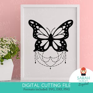 Archivos de corte de mariposas elegantes Por Sarah Hurley SVG, DXF Descarga instantánea Archivos digitales para máquinas de corte