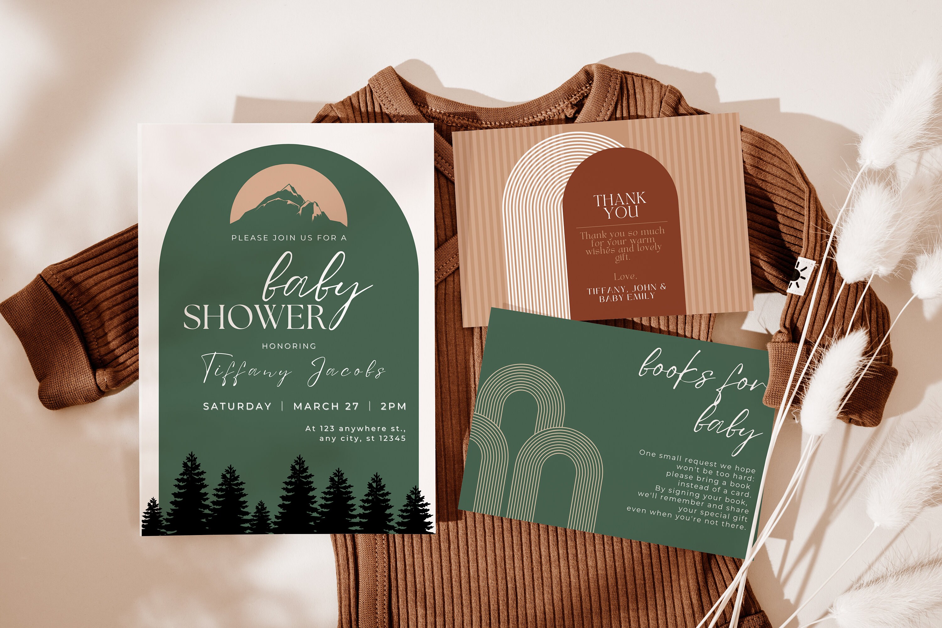 Editable Gender Neutral Printable Baby Shower Invitation Set, Baby Book ...