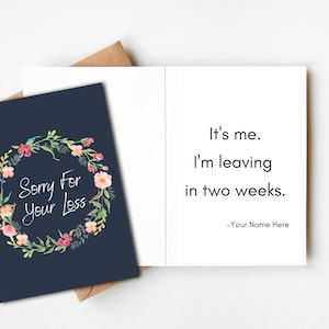 Express Your Sympathy with a Printable Card for Job Resignation, Sorry for your Loss, Sympathy Card, Resignation Card, Funny Card, 画像 1