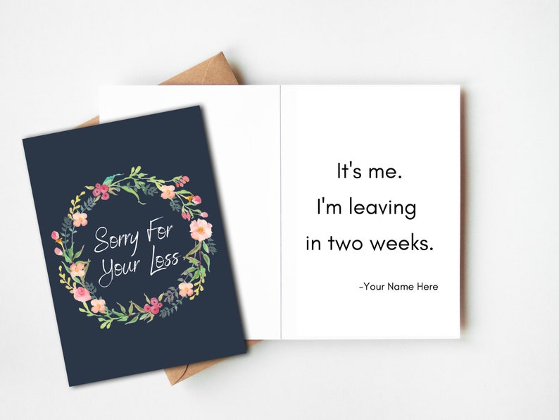 Express Your Sympathy with a Printable Card for Job Resignation, Sorry for your Loss, Sympathy Card, Resignation Card, Funny Card, 画像 1