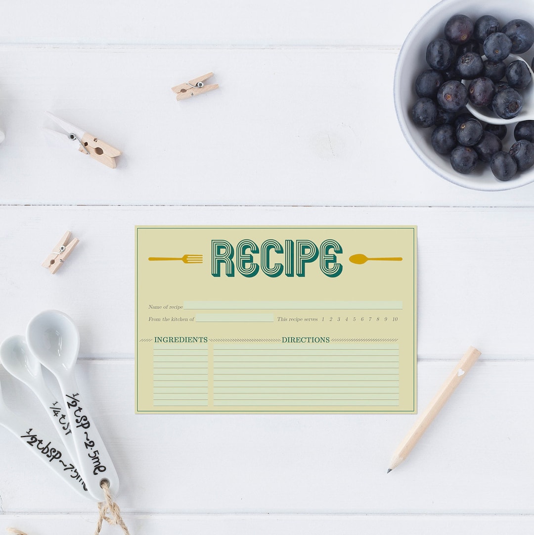 Printable Recipe Card DIY Recipe Card Instant Download - Etsy