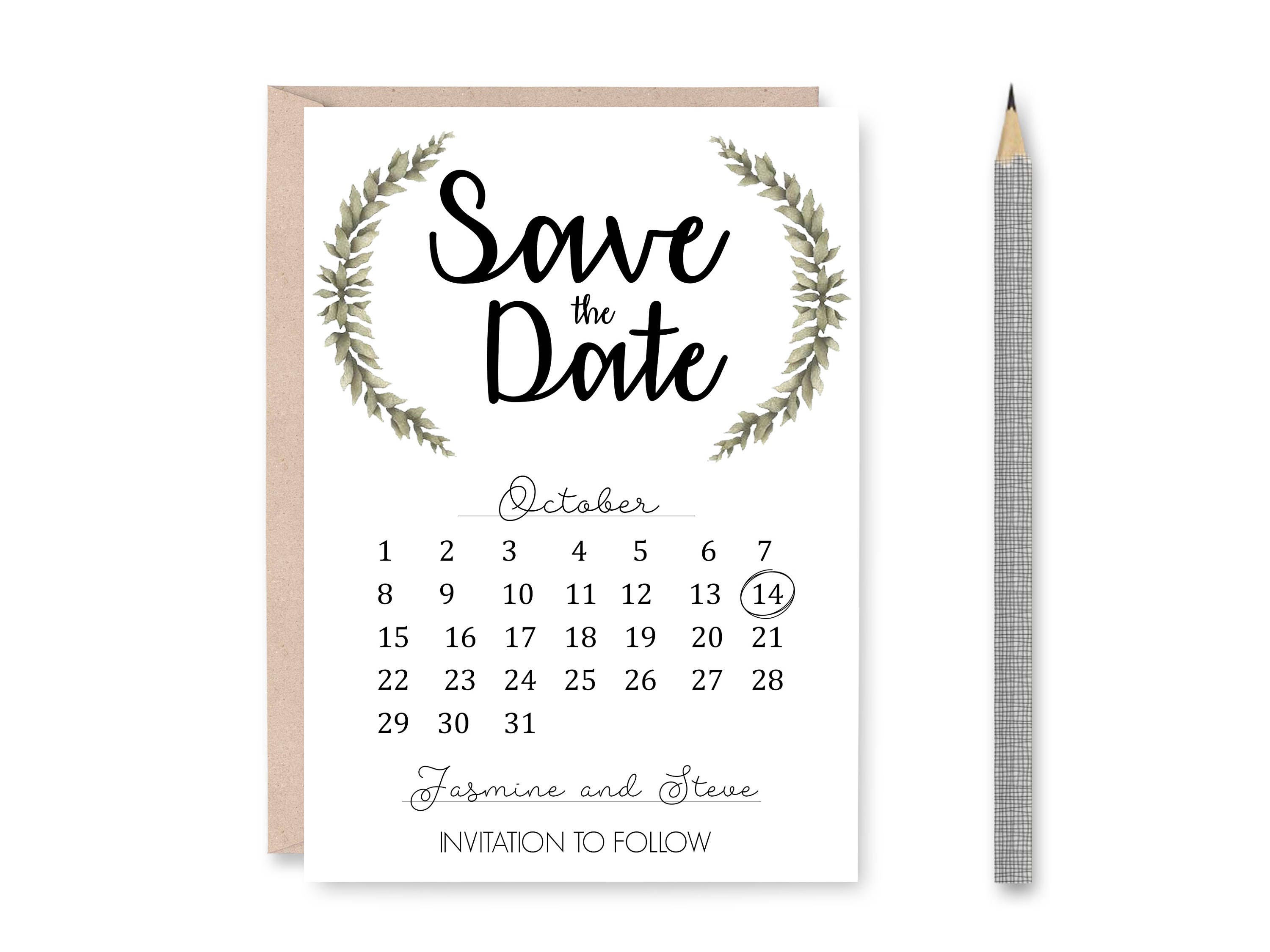Custom Printable Save The Date Calendar Wedding Announcement Etsy