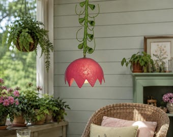 Stray Dog Designs, Pink Tulip Ceiling Pendant, LIGHT FIXTURE, HARDWIRED