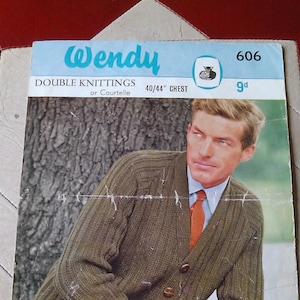 Vintage 1960s Men&#39;s Double Knitting &#39;Wendy&#39; Cardigan Pattern- 40&quot;-44&quot; Chest