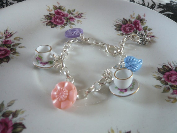 Charme De Bracelet Vintage En Argent Sterling 925 - Tasse De Thé 1,2 Cm
