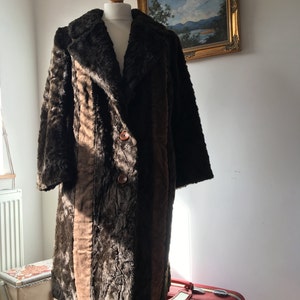 Vintage Fake Fur and Real Suede Coat- circa 1960s- Generous Fit approx Size 14-16-VGC