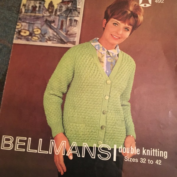 Vintage 1960s Bellmans Knitting Pattern- Women's Cardigan-GC