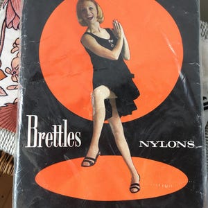 1960s Brettles Seamfree Nylons- Unopened Pack- &#39;Truffle&#39; Colour- Size 9.5- Courtaulds Celon Nylon