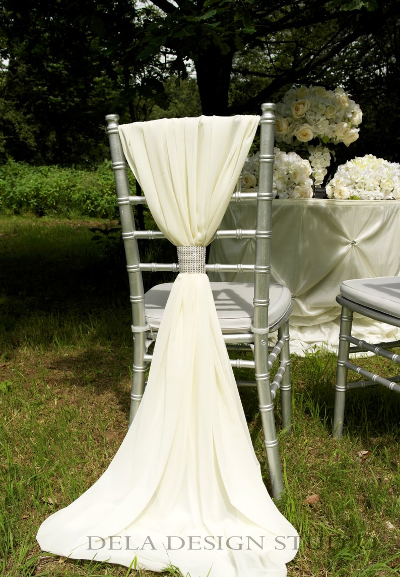 2 x Wedding Chiffon Chair Sash White/Cream Wedding Chair | Etsy