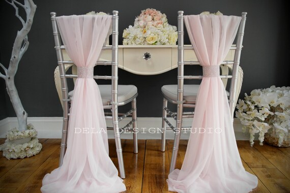 2 X Wedding Chiffon Chair Cover Sash Pale Light Pink Etsy