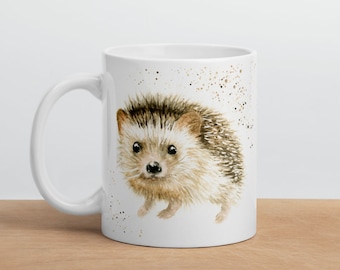 Hedgehog mug, coffee mug, coffee cup, ceramic mug, tea cup, hedgehog gift, woodland animal mug, cute mug