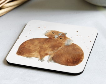 Capibara-onderzetter, koffie-onderzetter, onderzetter, drinkmat, mokonderzetter, bekeronderzetter, kurkenonderzetter, barbenodigdheden, capibaracadeau, schattige onderzetter