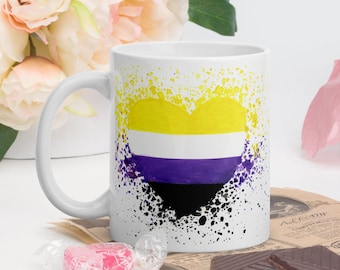 Nonbinary mug, 11oz coffee mug, non binary gift, non binary pride, enby mug, they them mug, LGBTQ gift, coffee cup, ceramic mug, tea cup