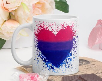 Bisexual mug, bisexual flag, bisexual pride, bi pride, LGBTQ mug, coffee mug, coffee cup, ceramic mug, tea cup, bisexual gift