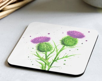 Distel Untersetzer, Kaffee Untersetzer, Becher Untersetzer, Kaffee Untersetzer, Untersetzer, Schottische Distel, Schottische Distel, Bar Zubehör, Kork