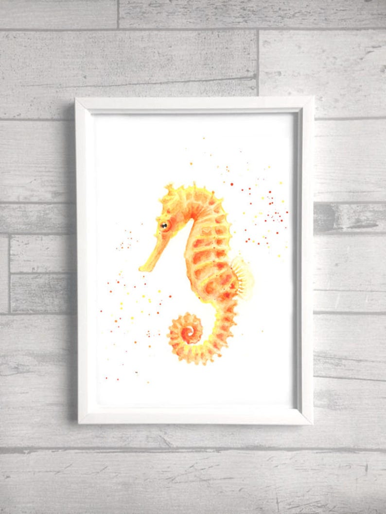 Seahorse Print Seahorse Wall Art Seahorse Art Bathroom Art Etsy