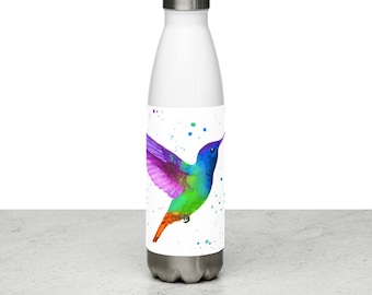 Hummingbird bottle, hummingbird flask, hummingbird tumbler, bird lover gift, insulated tumbler, metal bottle, travel tumbler