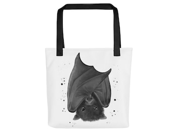 Bat tote bag, gothic tote bag, bat gift, shoulder bag, shopping bag, book bag, canvas tote bag, halloween gift, spooky season