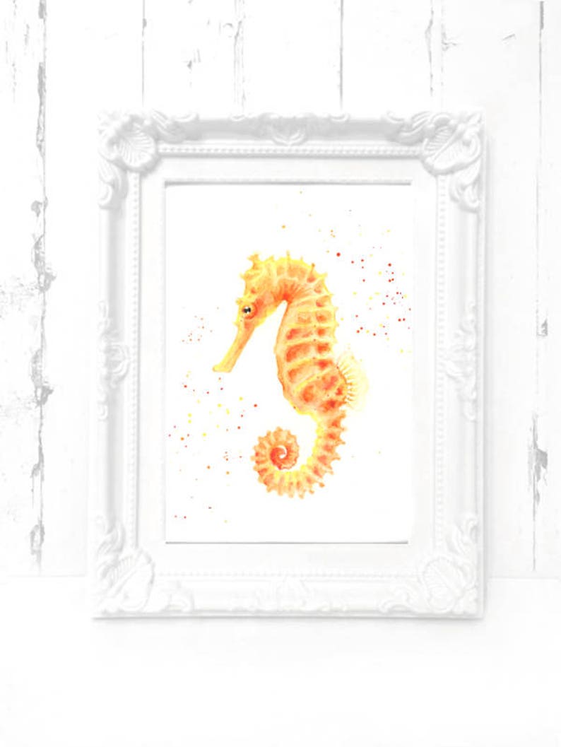 Seahorse Print Seahorse Wall Art Seahorse Art Bathroom Art Etsy
