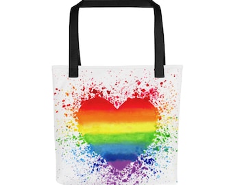 Rainbow tote bag, LGBT bag, LGBTQ gift, pride flag, shoulder bag, shopping bag, book bag, canvas tote bag, beach bag, gay pride