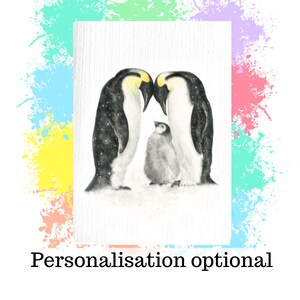 Penguin card, custom card, handmade card, personalised card, greeting card, penguin birthday card, baby shower card, penguin gift